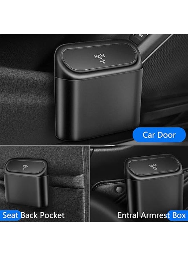 Car trash can with lid - Universal small leakproof trash can with 20 trash bags, organizer for storing accessories, front and back seat of car, office, bedroom and home (black) - Image 5